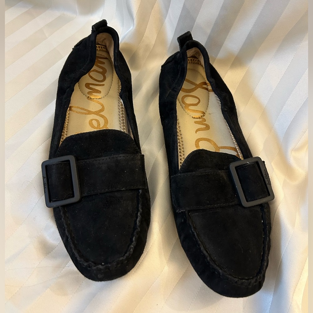 Sam Edelman Black Suede Loafers with Buckle - Women’s Size 8.5